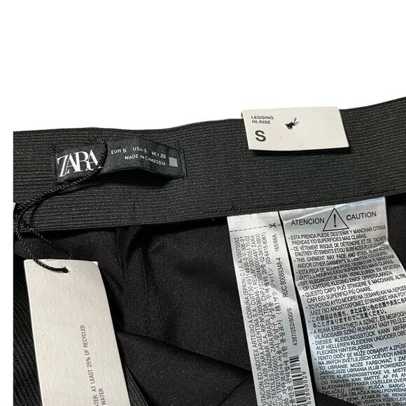Zara NWT Legging Hi-Rise Black Size Small Side Zipper on Ankle & Waist Stretch - Picture 5 of 9